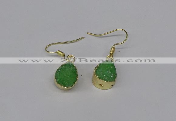 NGE247 10*12mm teardrop druzy agate gemstone earrings wholesale