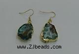 NGE262 13*18mm - 15*20mm freeform druzy agate earrings