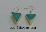 NGE269 18*22mm - 20*22mm triangle druzy agate earrings