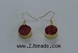 NGE279 15mm - 16mm coin druzy agate gemstone earrings wholeasle