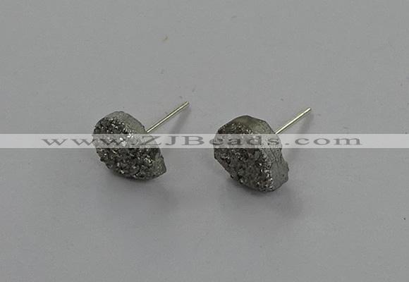 NGE294 5*8mm - 7*10mm freeform plated druzy agate earrings