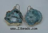 NGE31 30*35mm - 35*40mm freeform plated druzy agate earrings