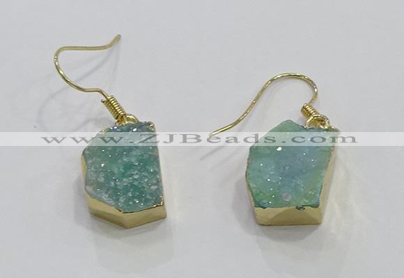 NGE325 10*14mm - 12*16mm freeform druzy agate gemstone earrings