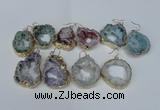 NGE33 30*35mm - 35*40mm freeform plated druzy agate earrings