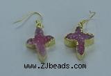 NGE340 13*18mm - 15*20mm cross druzy agate earrings wholesale