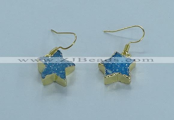 NGE349 14mm - 16mm star druzy agate earrings wholesale
