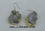 NGE35 20*25mm - 25*30mm freeform plated druzy agate earrings