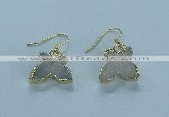 NGE353 10*14mm - 12*16mm butterfly druzy agate earrings wholesale