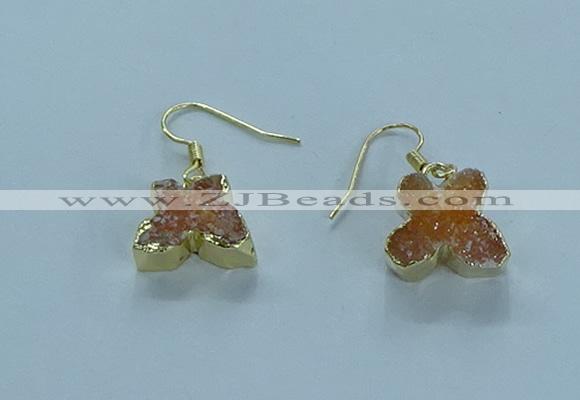 NGE354 10*14mm - 12*16mm butterfly druzy agate earrings wholesale