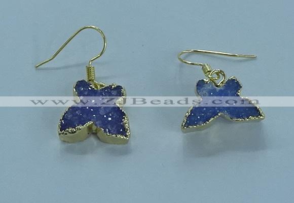 NGE355 10*14mm - 12*16mm butterfly druzy agate earrings wholesale
