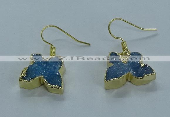 NGE357 10*14mm - 12*16mm butterfly druzy agate earrings wholesale