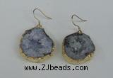 NGE36 20*25mm - 25*30mm freeform plated druzy agate earrings