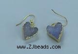 NGE370 13*13mm - 14*14mm heart druzy agate earrings wholesale