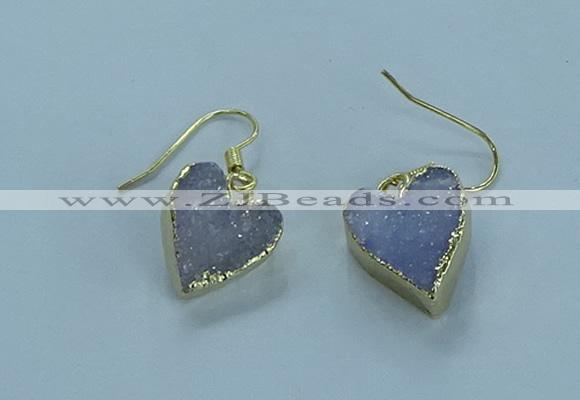 NGE370 13*13mm - 14*14mm heart druzy agate earrings wholesale