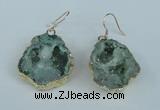 NGE38 20*25mm - 25*30mm freeform plated druzy agate earrings