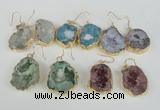 NGE39 20*25mm - 25*30mm freeform plated druzy agate earrings