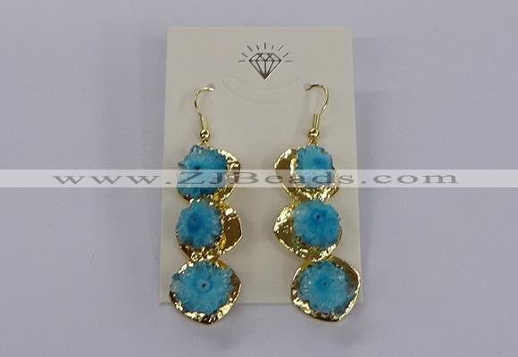 NGE395 10*32mm - 12*38mm druzy agate gemstone earrings