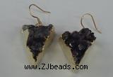 NGE41 18*22mm - 20*25mm triangle druzy amethyst earrings