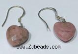 NGE430 10*10mm heart-shaped rhodonite earrings wholesale