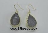 NGE46 15*20mm - 16*22mm teardrop druzy agate earrings