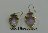 NGE5002 16*20mm - 18*25mm arrowhead amethyst earrings