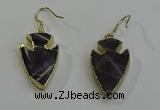 NGE5004 18*25mm - 20*30mm arrowhead amethyst earrings