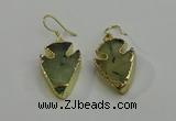 NGE5006 18*25mm - 20*30mm arrowhead green rutilated quartz earrings