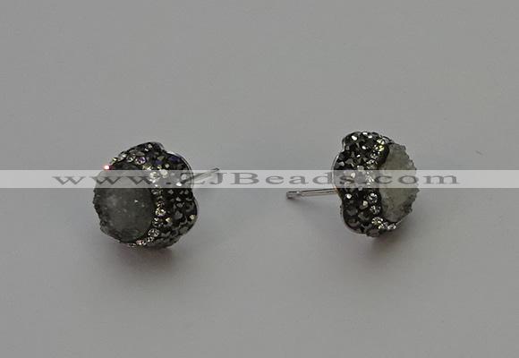 NGE5015 12mm freeform druzy agate gemstone earrings wholesale