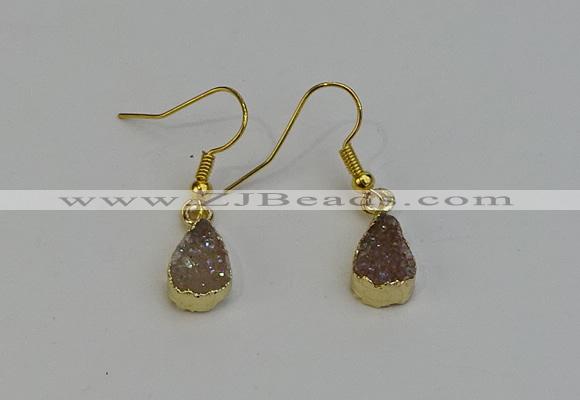 NGE5020 8*12mm teardrop druzy agate gemstone earrings wholesale