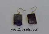 NGE5025 15*16mm - 15*20mm freeform druzy amethyst earrings