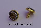 NGE5031 12mm - 14mm coin plated druzy agate gemstone earrings