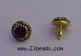 NGE5033 12mm - 14mm coin plated druzy agate gemstone earrings