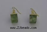 NGE5090 10*15mm cube green rutilated quartz gemstone earrings wholesale