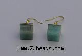 NGE5092 10*15mm cube amazonite gemstone earrings wholesale