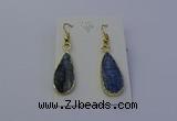 NGE5104 12*25mm flat teardrop blue kyanite earrings wholesale