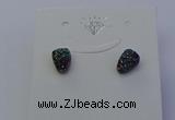 NGE5111 5*8mm freeform plated druzy quartz earrings wholesale