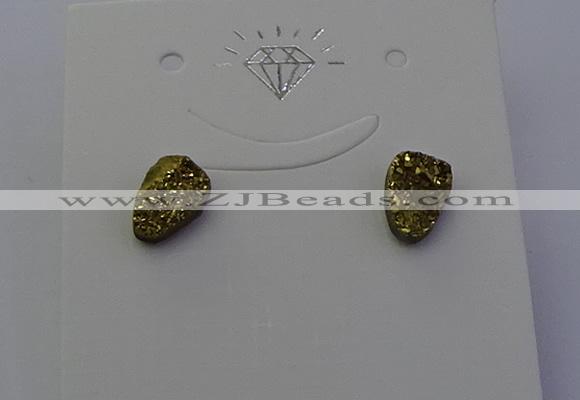 NGE5114 5*8mm freeform plated druzy quartz earrings wholesale