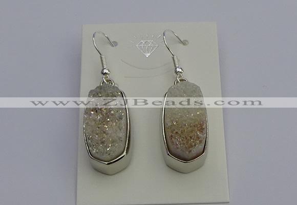NGE5120 10*22mm - 12*25mm freeform plated druzy quartz earrings