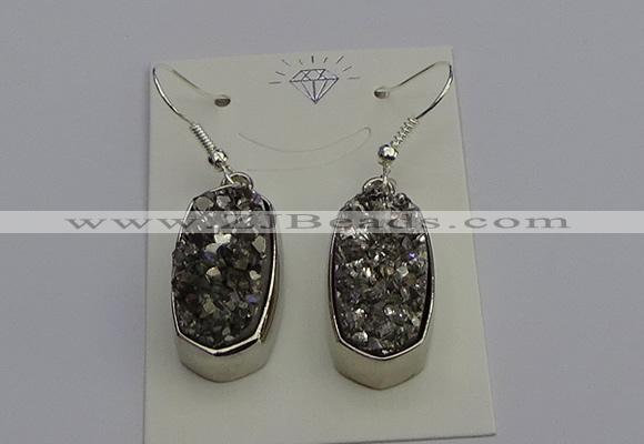 NGE5121 10*22mm - 12*25mm freeform plated druzy quartz earrings