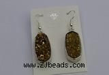 NGE5122 10*22mm - 12*25mm freeform plated druzy quartz earrings