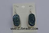 NGE5123 10*22mm - 12*25mm freeform plated druzy quartz earrings