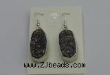 NGE5124 10*22mm - 12*25mm freeform plated druzy quartz earrings