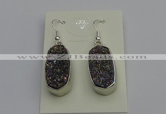 NGE5124 10*22mm - 12*25mm freeform plated druzy quartz earrings
