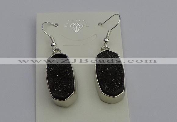 NGE5127 10*22mm - 12*25mm freeform plated druzy quartz earrings