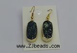 NGE5133 10*22mm - 12*25mm freeform plated druzy quartz earrings