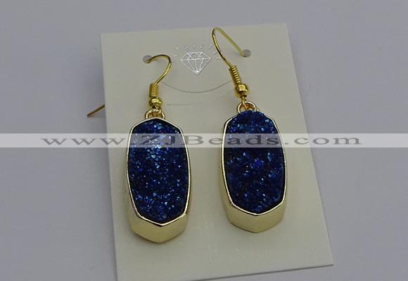 NGE5135 10*22mm - 12*25mm freeform plated druzy quartz earrings