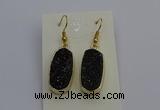 NGE5137 10*22mm - 12*25mm freeform plated druzy quartz earrings