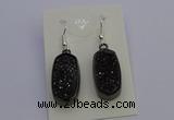 NGE5146 10*22mm - 12*25mm freeform plated druzy quartz earrings