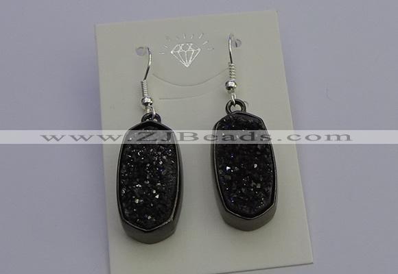 NGE5146 10*22mm - 12*25mm freeform plated druzy quartz earrings