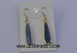 NGE5157 8*25mm flat teardrop blue kyanite earrings wholesale